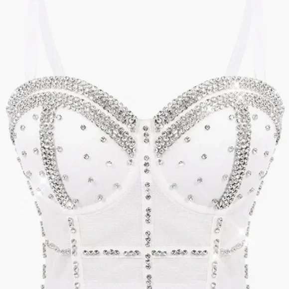 NEW Sparkling Bling Swarovski Crystal Rhinestone Bustier Bra Top + Gift! - Picture 6 of 10